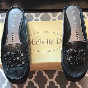 Michelle D Black Mules with Classic Elegance